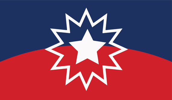 The Juneteenth flag consists of a star, bust, and background of red and blue separated by an arc - each element is symbolic. 
