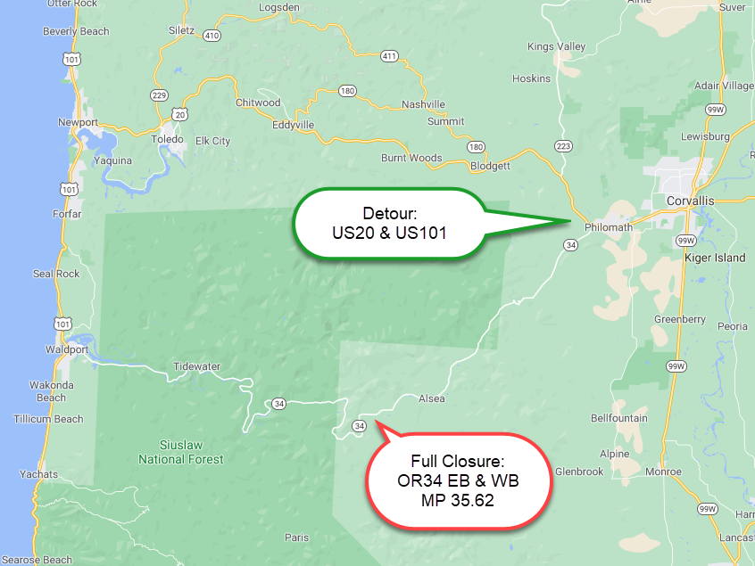 OR34 EB & WB at MP 35.62  (Maltby Creek Bridge - Alsea)