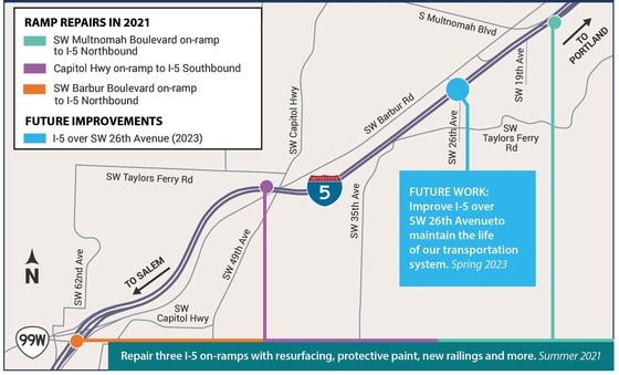 I-5 SW Portland Project Area Map