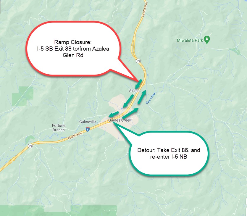 I-5 SB exit 88 on- and off- ramps