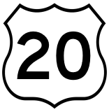 US. 20 highway sign