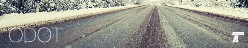 Road covered in ice and snow