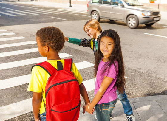Children in crosswalk