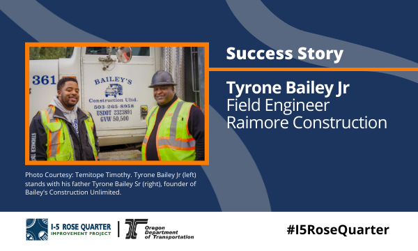 Tyrone Bailey Jr (left) stands with his father Tyrone Bailey Sr (right), founder of Bailey's Construction Unlimited.