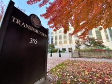 Transportation Building in Salem in the fall