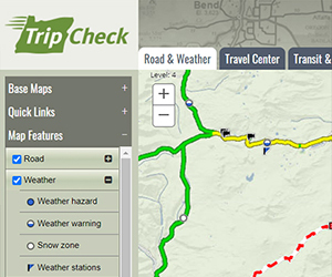 TripCheck.com map with road closure