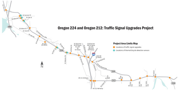 Image of project work areas on Oregon Highway 224 and Oregon Highway 212