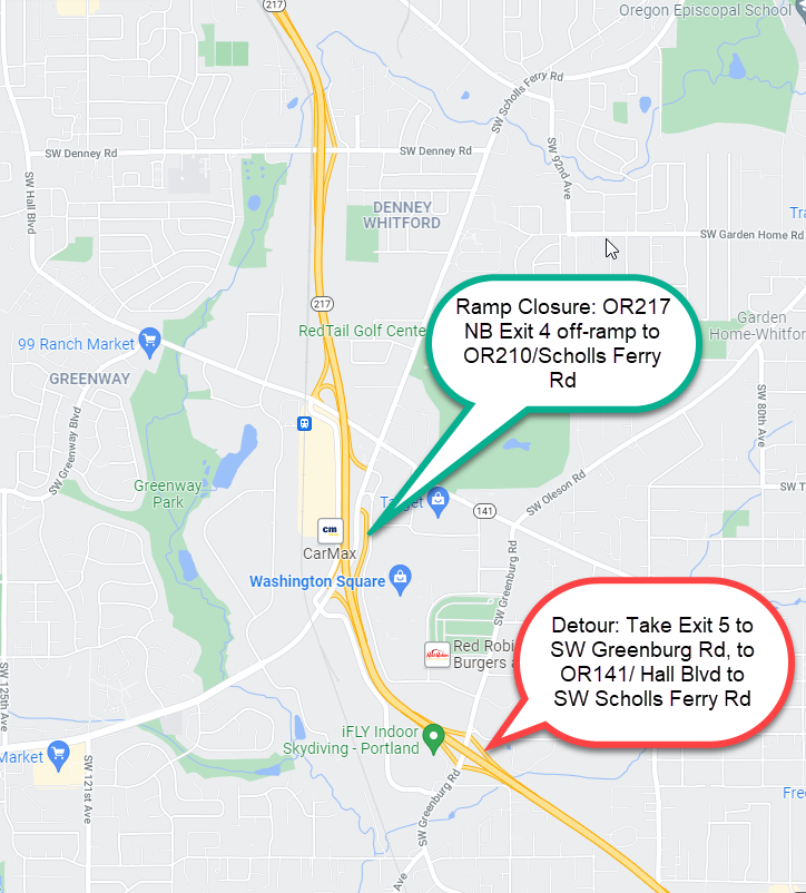 OR217 NB Exit 4 off-ramp