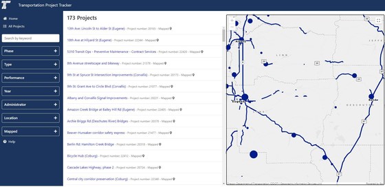 ODOT project tracker map