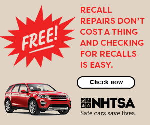 Recall repairs don't cost a thing and checking for recalls is easy. FREE! Safe cars save lives. Check now.
