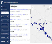 Oregon Transportation Project Tracker with map