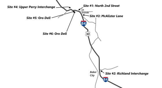 Project map for I-84: Upper Perry to Richland Interchange.