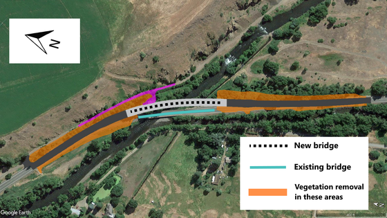 Aerial view of Bear Creek (Wallowa River) Bridge.