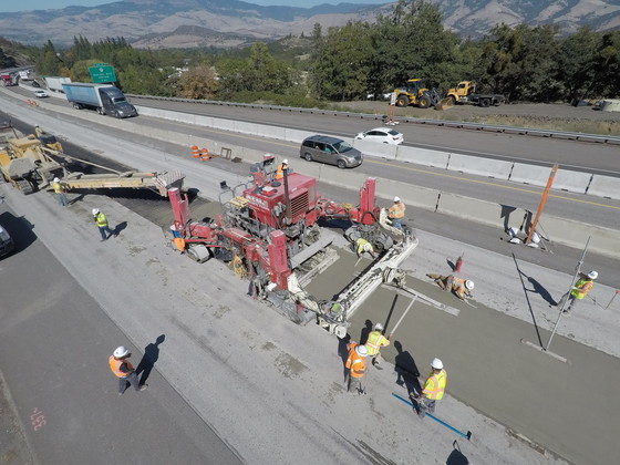 Interstate 5 concrete work, south of Ashland 