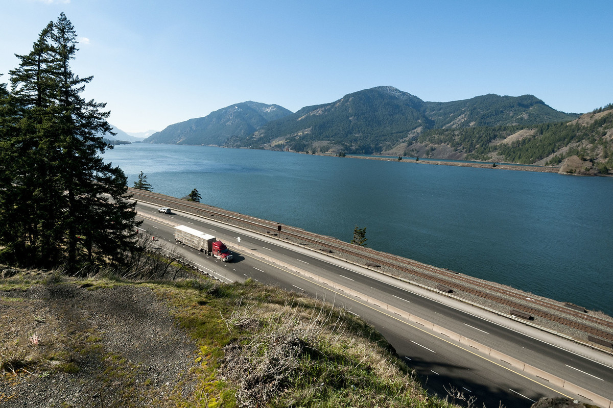 Scenic view of I-84 and the Columbia River Gorge