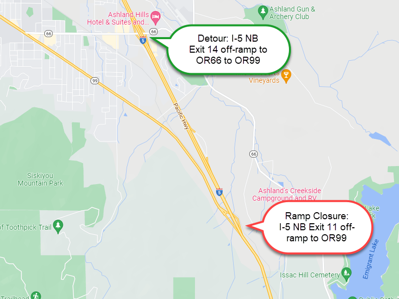 I-5 NB Exit 11 off-ramp to OR99