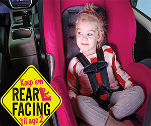 Keep 'em rear facing 'til age 2. Child in rear facing car seat