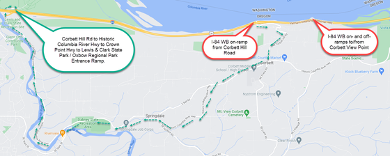 I-84 WB Ramp Closures for entrance Ramp From Corbett Hill Rd & on-and off- ramps from Viewpoint