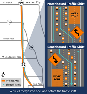Project map and shifted traffic illustration