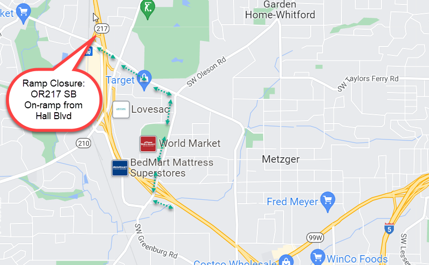 OR217 SB on-ramp from Blvd
