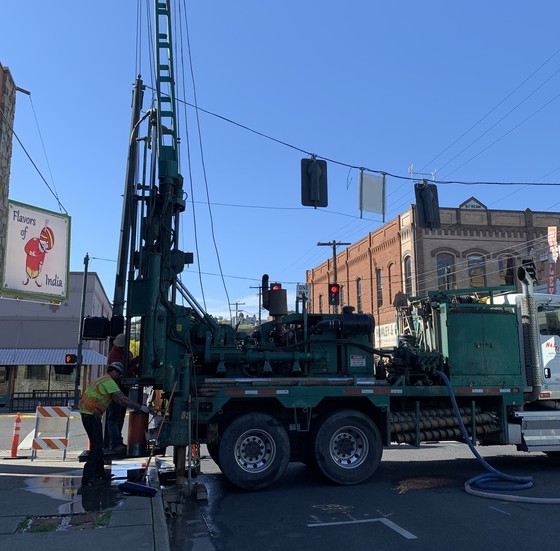Drilling in downtown Pendleton.