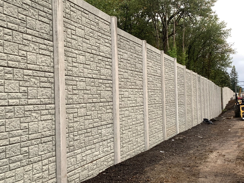 A completed section of a sound wall