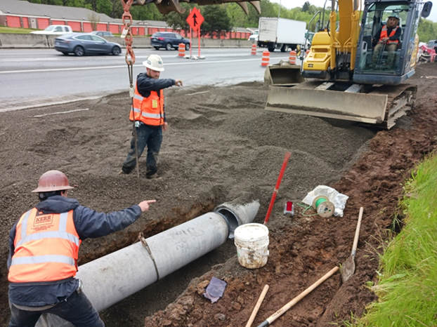 Stormwater pipes being installed