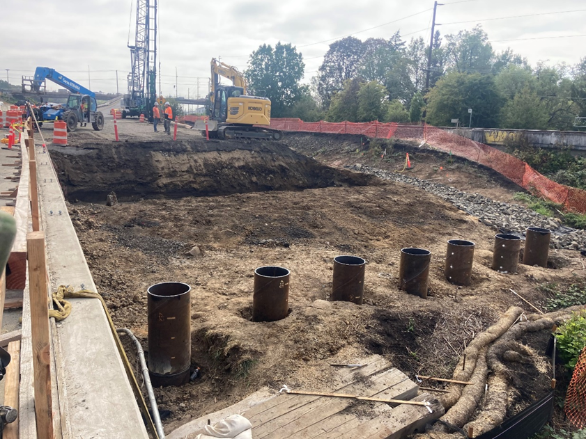 Support columns around Fanno Creek