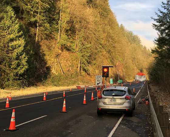 U.S. 30 is open to one lane through the holidays between Astoria and Clatskanie. Watch for flaggers and automated traffic flagging signal.