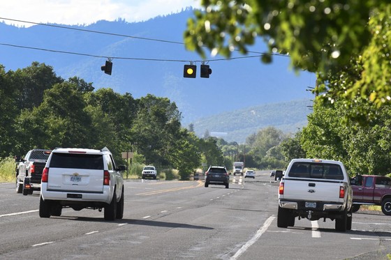 Traffic at Oregon 99 and Scenic Ave. in Central Point 