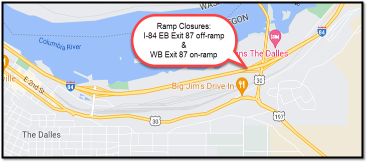 I-84, Exit 87 ramp closures