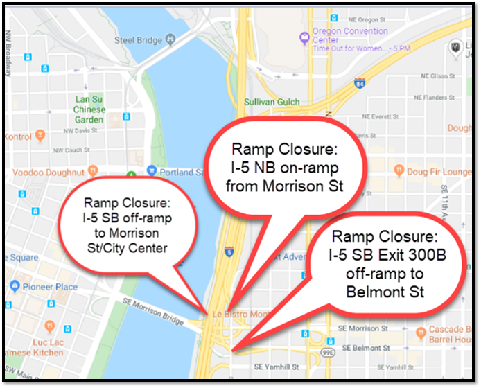 Morrison St Bridge Ramp Closures
