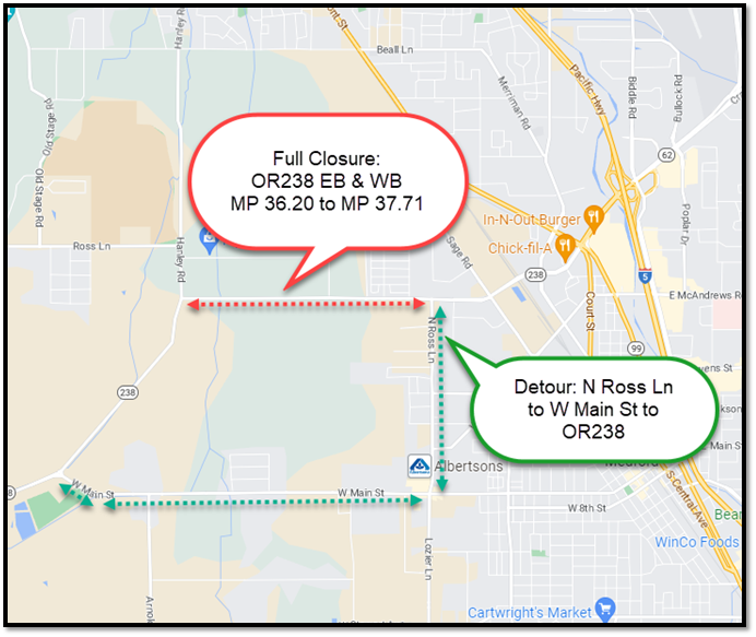 OR238 EB & WB MP 36.20 to MP 37.71 Full Closure