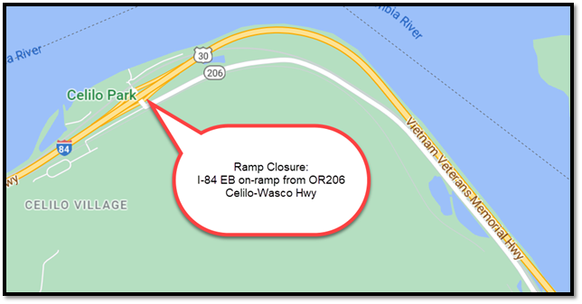 I-84 EB on-ramp from OR206