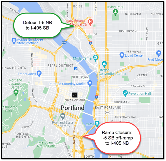 I-5 SB off-ramp to I-405 NB
