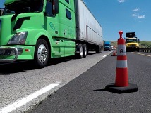 Truck on cement on I-84