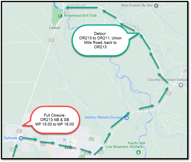 OR213 NB & SB MP 15 to MP 16_Full Closure