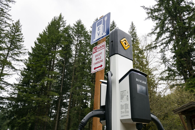 Level 2 EV charger at Silver Falls State Park