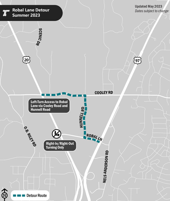 Robal Lane Detour Map