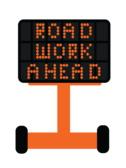 portable changeable message sign "road work ahead" icon