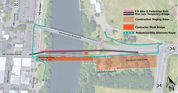 map of alternate route for pedestrians