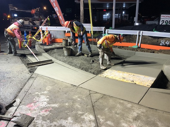 Construction crews working on the OR 99W Paving Project
