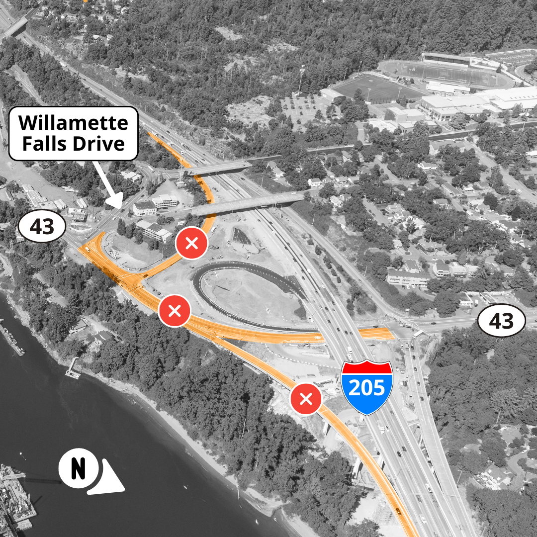 I-205 OR 43 and Exit 8 Closure