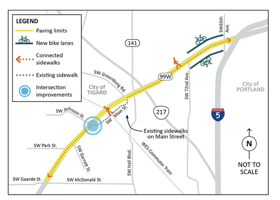 OR 99W Paving Project project elements map
