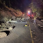OR38 Rockfall Road Damage