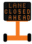 portable message board saying "lane closed ahead"