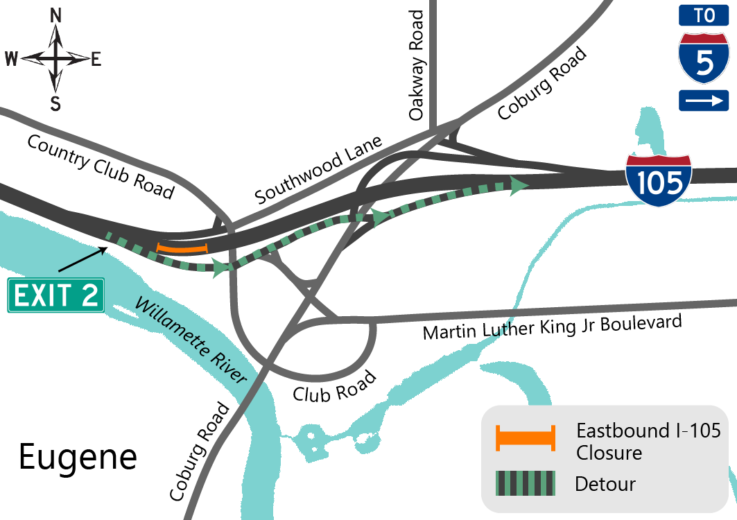 Eastbound I-105 detour map