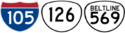 I-105, OR 126 and Beltline highway signs