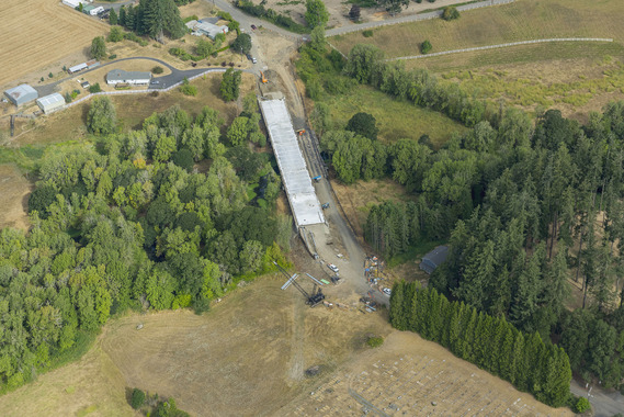 Aerial view of the Salt Creek Bridge construction