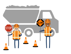 Construction icon with workers